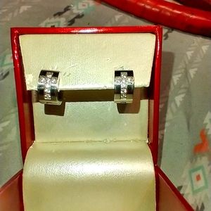 Stainless steel and CZ earrings
